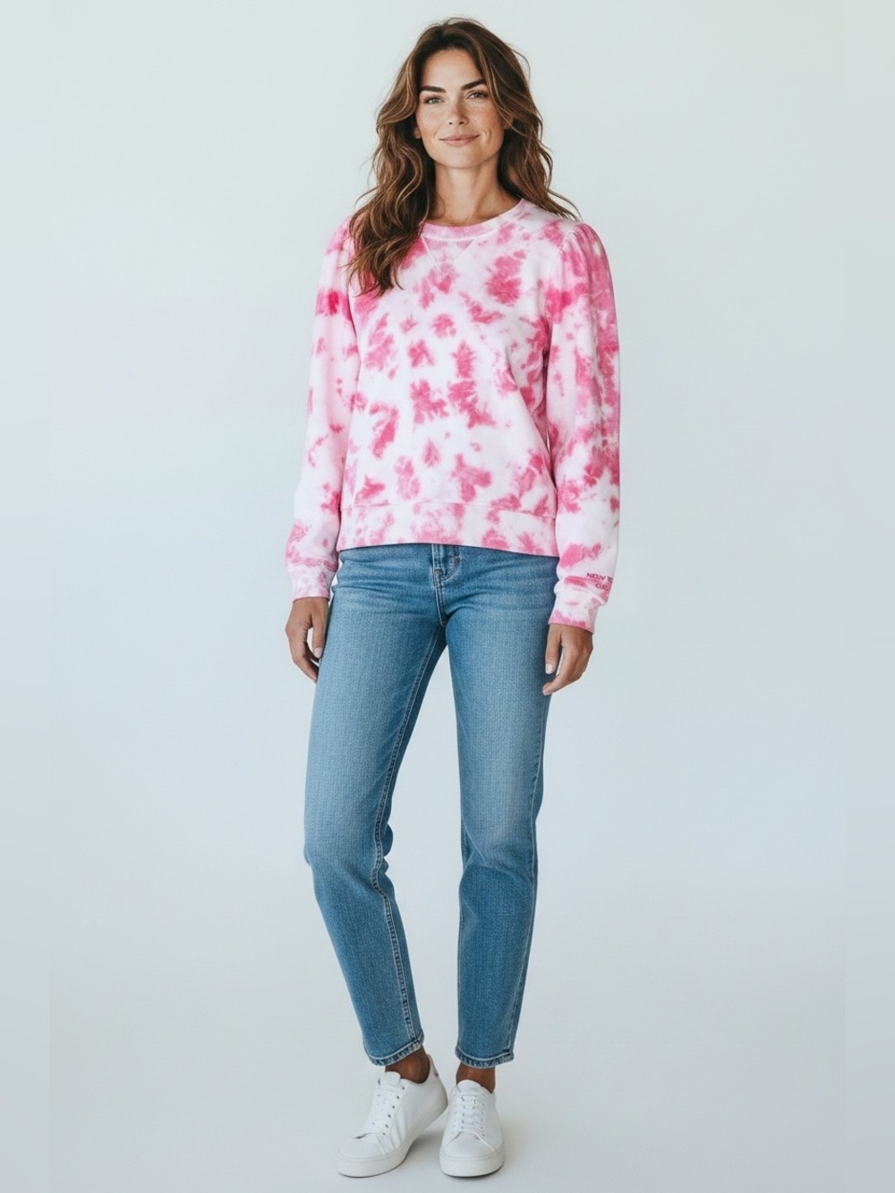 DKNY Jeans Tie Dye Circa 1989 Pink White Women’s Sweatshirt Size Medium NWT